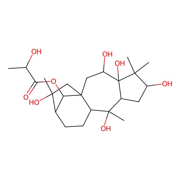 2D Structure of (3,4,6,9,14-Pentahydroxy-5,5,9,14-tetramethyl-16-tetracyclo[11.2.1.01,10.04,8]hexadecanyl) 2-hydroxypropanoate