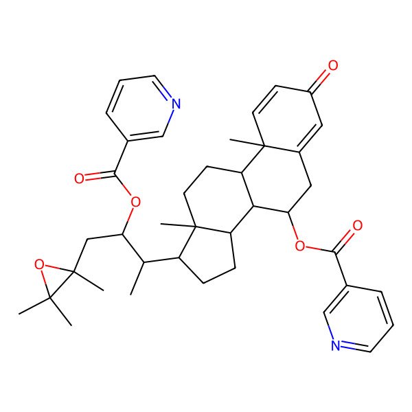 2D Structure of [(7R,8S,9S,10R,13R,14S,17R)-10,13-dimethyl-3-oxo-17-[(2S,3R)-3-(pyridine-3-carbonyloxy)-4-[(2S)-2,3,3-trimethyloxiran-2-yl]butan-2-yl]-6,7,8,9,11,12,14,15,16,17-decahydrocyclopenta[a]phenanthren-7-yl] pyridine-3-carboxylate
