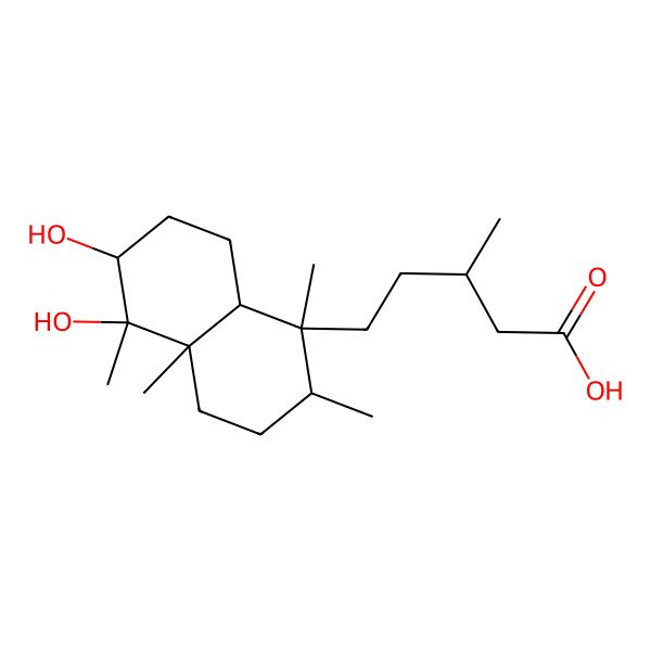 2D Structure of (3R)-5-[(1S,2R,4aR,5S,6R,8aR)-5,6-dihydroxy-1,2,4a,5-tetramethyl-3,4,6,7,8,8a-hexahydro-2H-naphthalen-1-yl]-3-methylpentanoic acid