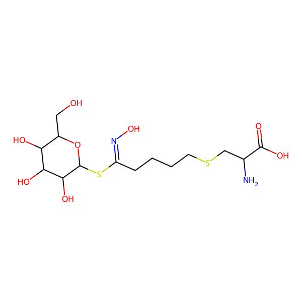 2D Structure of (2R)-2-amino-3-[(5Z)-5-hydroxyimino-5-[(2S,3R,4S,5S,6R)-3,4,5-trihydroxy-6-(hydroxymethyl)oxan-2-yl]sulfanylpentyl]sulfanylpropanoic acid
