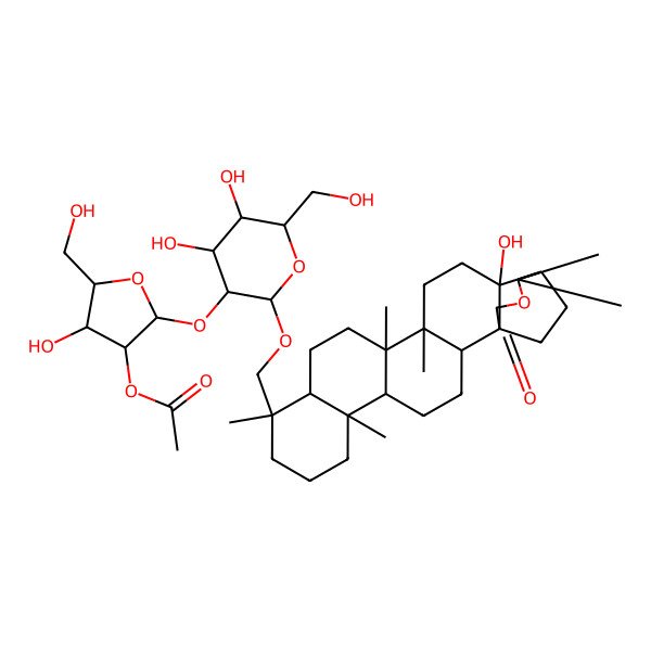 2D Structure of [2-[4,5-Dihydroxy-2-[(18-hydroxy-6,10,14,15,20,20-hexamethyl-22-oxo-21-oxahexacyclo[17.3.2.01,18.02,15.05,14.06,11]tetracosan-10-yl)methoxy]-6-(hydroxymethyl)oxan-3-yl]oxy-4-hydroxy-5-(hydroxymethyl)oxolan-3-yl] acetate