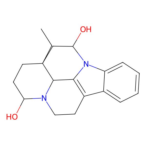 2D Structure of (12R,15R,17R,19R)-15-ethyl-1,11-diazapentacyclo[9.6.2.02,7.08,18.015,19]nonadeca-2,4,6,8(18)-tetraene-12,17-diol