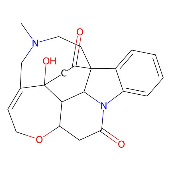 2D Structure of (4aS,6aS,12aS,12bR,12cS)-4a-hydroxy-15-methyl-4a,5,12,12a,12b,12c-hexahydro-11H-6a,4-(ethanoiminomethano)-1-oxa-10b-azacyclohepta[1,2,3-cd]fluoranthene-6,11(2H)-dione