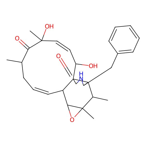 2D Structure of 17-Benzyl-2,5-dihydroxy-5,7,14,15-tetramethyl-13-oxa-18-azatetracyclo[9.8.0.01,16.012,14]nonadeca-3,9-diene-6,19-dione