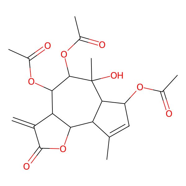 2D Structure of (4,5-diacetyloxy-6-hydroxy-6,9-dimethyl-3-methylidene-2-oxo-4,5,6a,7,9a,9b-hexahydro-3aH-azuleno[4,5-b]furan-7-yl) acetate