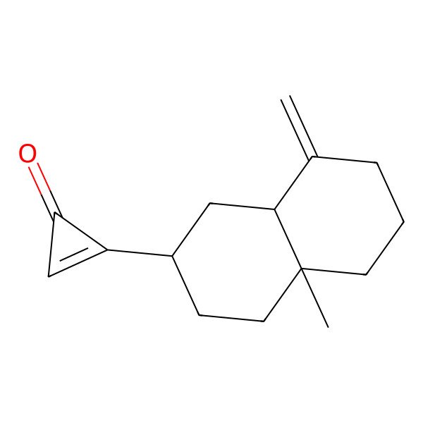 2D Structure of 2-[(2R,4aR,8aS)-4a-methyl-8-methylidene-1,2,3,4,5,6,7,8a-octahydronaphthalen-2-yl]cycloprop-2-en-1-one
