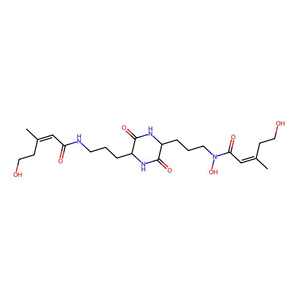 2D Structure of 5-hydroxy-N-[3-[5-[3-[hydroxy-(5-hydroxy-3-methylpent-2-enoyl)amino]propyl]-3,6-dioxopiperazin-2-yl]propyl]-3-methylpent-2-enamide
