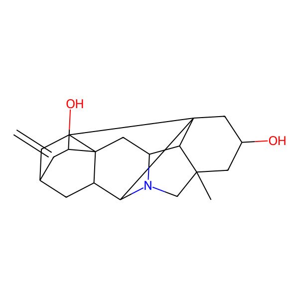 2D Structure of (1R,3S,5R,8R,9S,11R,13R,14S,16S,17R,18S)-5-methyl-12-methylidene-7-azaheptacyclo[9.6.2.01,8.05,17.07,16.09,14.014,18]nonadecane-3,13-diol