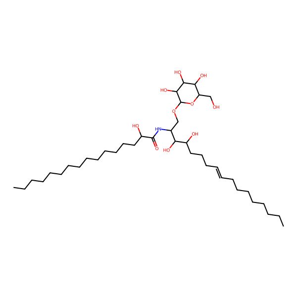 2D Structure of (2R)-N-[(E,2S,3S,4R)-3,4-dihydroxy-1-[(2R,3R,4S,5S,6R)-3,4,5-trihydroxy-6-(hydroxymethyl)oxan-2-yl]oxyheptadec-8-en-2-yl]-2-hydroxyhexadecanamide