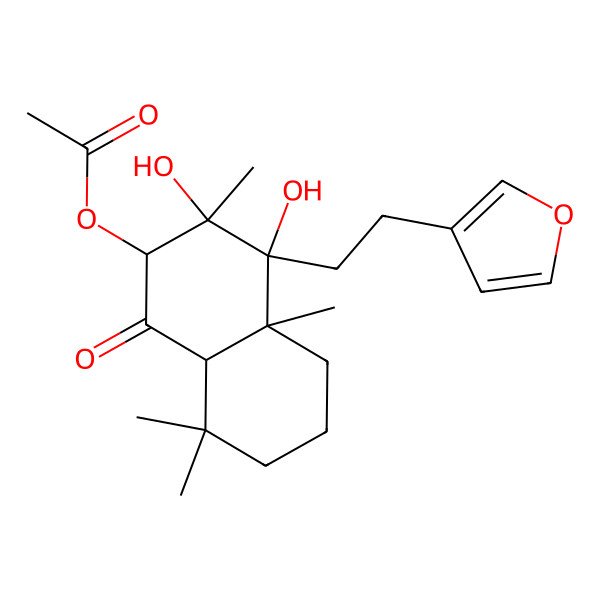 2D Structure of [4-[2-(furan-3-yl)ethyl]-3,4-dihydroxy-3,4a,8,8-tetramethyl-1-oxo-5,6,7,8a-tetrahydro-2H-naphthalen-2-yl] acetate