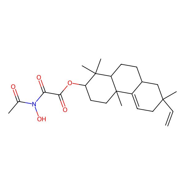 2D Structure of [(2R,4aR,7R,8aS,10aS)-7-ethenyl-1,1,4a,7-tetramethyl-3,4,6,8,8a,9,10,10a-octahydro-2H-phenanthren-2-yl] 2-[acetyl(hydroxy)amino]-2-oxoacetate