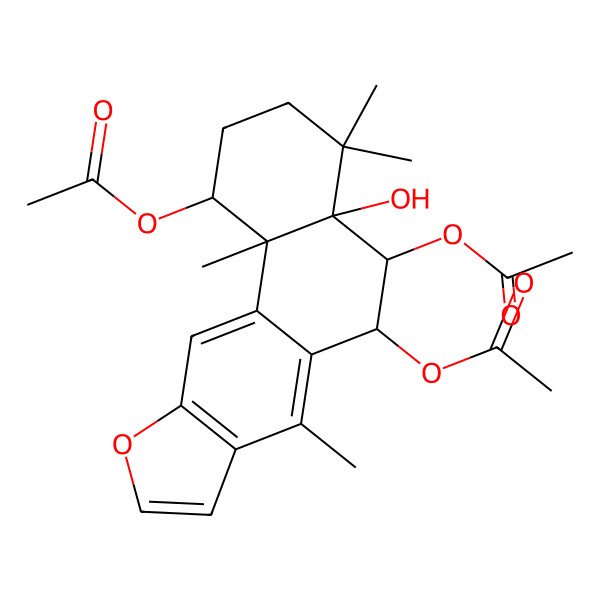 2D Structure of [(1S,4aR,5S,6S,11bR)-5,6-diacetyloxy-4a-hydroxy-4,4,7,11b-tetramethyl-2,3,5,6-tetrahydro-1H-naphtho[2,1-f][1]benzofuran-1-yl] acetate
