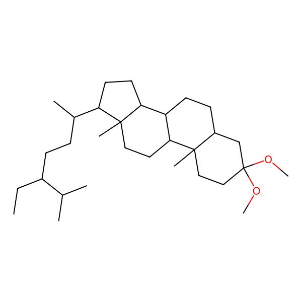 2D Structure of (5S,8R,9S,10S,13R,14S,17R)-17-[(2R,5R)-5-ethyl-6-methylheptan-2-yl]-3,3-dimethoxy-10,13-dimethyl-1,2,4,5,6,7,8,9,11,12,14,15,16,17-tetradecahydrocyclopenta[a]phenanthrene