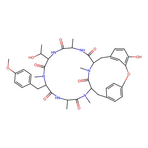 2D Structure of (1S,4R,7S,10S,13S,16S)-24-hydroxy-7-[(1R)-1-hydroxyethyl]-10-[(4-methoxyphenyl)methyl]-4,9,13,15,29-pentamethyl-22-oxa-3,6,9,12,15,29-hexazatetracyclo[14.12.2.218,21.123,27]tritriaconta-18,20,23,25,27(31),32-hexaene-2,5,8,11,14,30-hexone