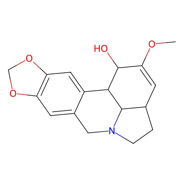 2D Structure of (1R,15R,18R,19R)-17-methoxy-5,7-dioxa-12-azapentacyclo[10.6.1.02,10.04,8.015,19]nonadeca-2,4(8),9,16-tetraen-18-ol