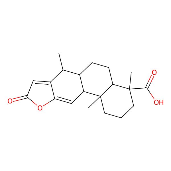 2D Structure of (4S,4aS,6aR,7S,11aS,11bS)-4,7,11b-trimethyl-9-oxo-2,3,4a,5,6,6a,7,11a-octahydro-1H-naphtho[2,1-f][1]benzofuran-4-carboxylic acid