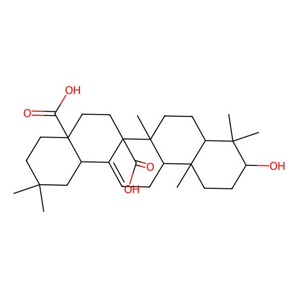 2D Structure of (4aS,6aR,6aR,6bR,8aR,10S,12aR,14bR)-10-hydroxy-2,2,6b,9,9,12a-hexamethyl-1,3,4,5,6,6a,7,8,8a,10,11,12,13,14b-tetradecahydropicene-4a,6a-dicarboxylic acid