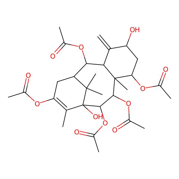 2D Structure of (2,9,10,13-Tetraacetyloxy-5,11-dihydroxy-8,12,15,15-tetramethyl-4-methylidene-7-tricyclo[9.3.1.03,8]pentadec-12-enyl) acetate