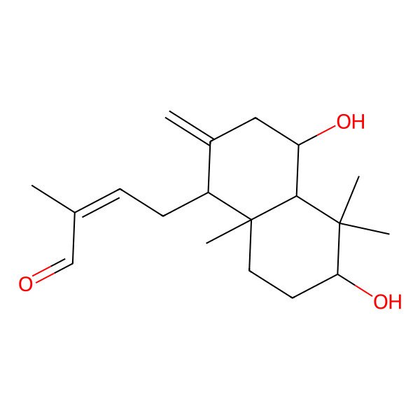 2D Structure of (E)-4-[(1S,4R,4aR,6S,8aR)-4,6-dihydroxy-5,5,8a-trimethyl-2-methylidene-3,4,4a,6,7,8-hexahydro-1H-naphthalen-1-yl]-2-methylbut-2-enal