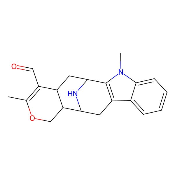 2D Structure of 3,16-Dimethyl-15-oxa-3,20-diazapentacyclo[10.7.1.02,10.04,9.013,18]icosa-2(10),4,6,8,16-pentaene-17-carbaldehyde