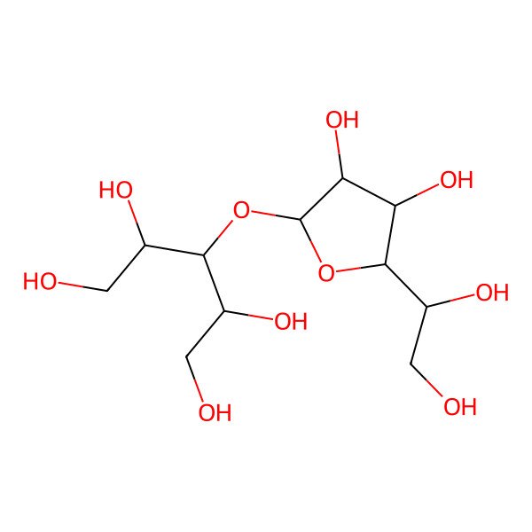 2D Structure of (2R,4R)-3-[(2R,3R,4R,5S)-5-[(1R)-1,2-dihydroxyethyl]-3,4-dihydroxyoxolan-2-yl]oxypentane-1,2,4,5-tetrol