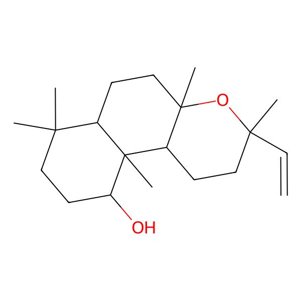 2D Structure of (3R,4aR,6aS,10R,10aS,10bR)-3-ethenyl-3,4a,7,7,10a-pentamethyl-2,5,6,6a,8,9,10,10b-octahydro-1H-benzo[f]chromen-10-ol