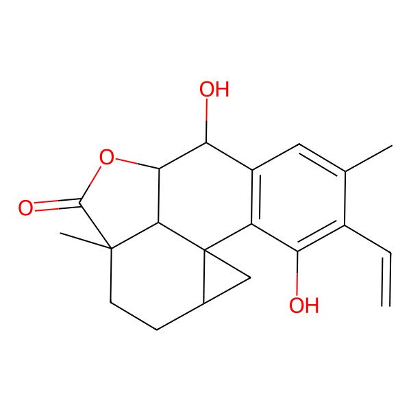 2D Structure of 4-Ethenyl-3,8-dihydroxy-5,12-dimethyl-10-oxapentacyclo[7.7.1.01,15.02,7.012,17]heptadeca-2(7),3,5-trien-11-one