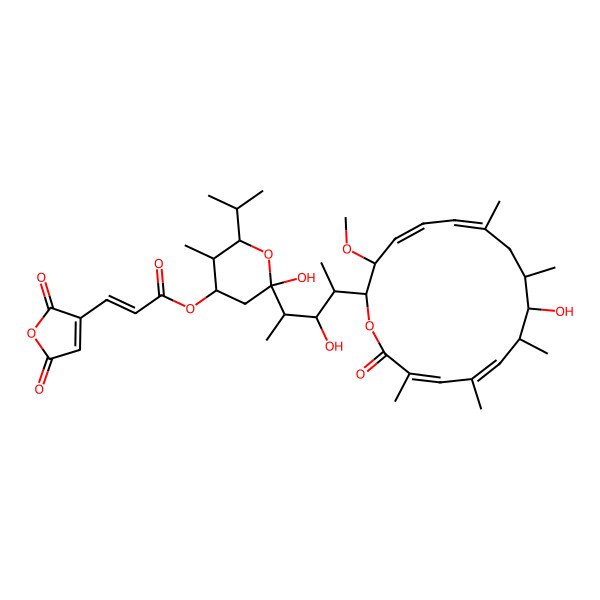 2D Structure of [2-Hydroxy-2-[3-hydroxy-4-(10-hydroxy-3-methoxy-7,9,11,13,15-pentamethyl-16-oxo-1-oxacyclohexadeca-4,6,12,14-tetraen-2-yl)pentan-2-yl]-5-methyl-6-propan-2-yloxan-4-yl] 3-(2,5-dioxofuran-3-yl)prop-2-enoate