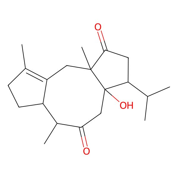 2D Structure of (3S,6R,7S,10S,11R)-7-hydroxy-3,10,14-trimethyl-6-propan-2-yltricyclo[9.3.0.03,7]tetradec-1(14)-ene-4,9-dione