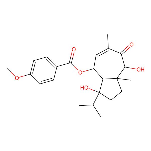 2D Structure of [(3R,3aS,4S,8R,8aS)-3,8-dihydroxy-6,8a-dimethyl-7-oxo-3-propan-2-yl-2,3a,4,8-tetrahydro-1H-azulen-4-yl] 4-methoxybenzoate