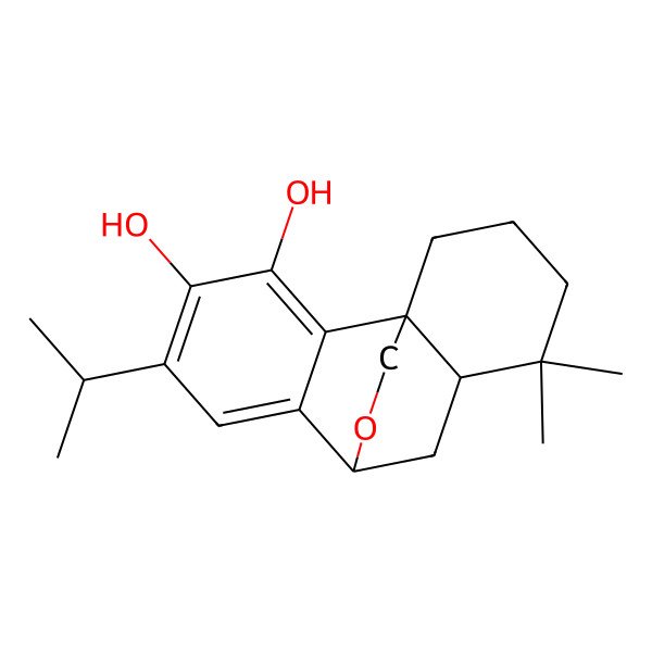 2D Structure of (1R,8S)-11,11-dimethyl-5-propan-2-yl-16-oxatetracyclo[6.6.2.01,10.02,7]hexadeca-2,4,6-triene-3,4-diol