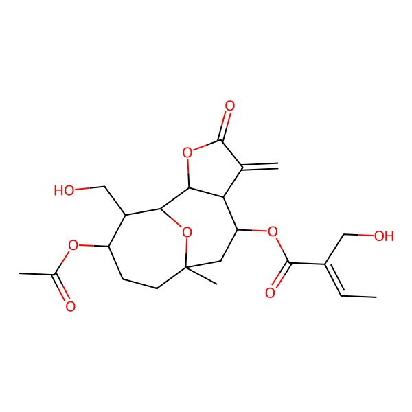 2D Structure of [12-Acetyloxy-13-(hydroxymethyl)-9-methyl-5-methylidene-4-oxo-3,14-dioxatricyclo[7.4.1.02,6]tetradecan-7-yl] 2-(hydroxymethyl)but-2-enoate