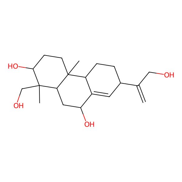 2D Structure of 1-(Hydroxymethyl)-7-(3-hydroxyprop-1-en-2-yl)-1,4a-dimethyl-2,3,4,4b,5,6,7,9,10,10a-decahydrophenanthrene-2,9-diol