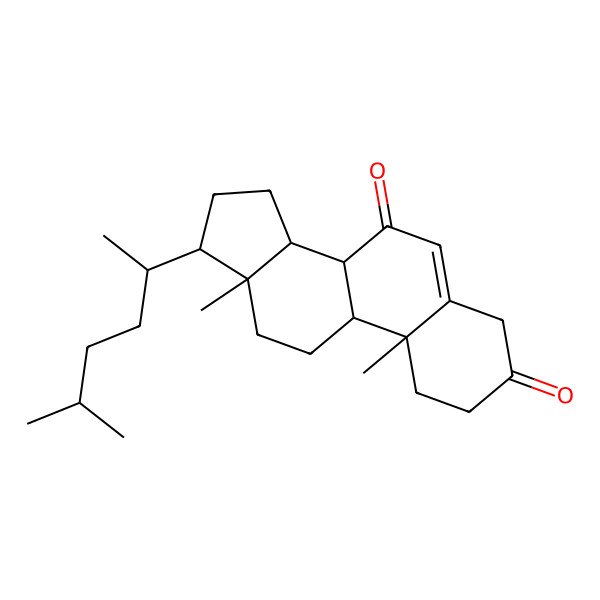 2D Structure of 10,13-dimethyl-17-(5-methylhexan-2-yl)-2,4,8,9,11,12,14,15,16,17-decahydro-1H-cyclopenta[a]phenanthrene-3,7-dione