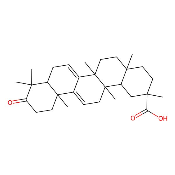 2D Structure of 2,4a,6a,9,9,12a,14a-heptamethyl-10-oxo-3,4,5,6,8,8a,11,12,14,14b-decahydro-1H-picene-2-carboxylic acid