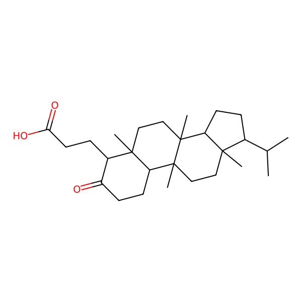 2D Structure of 3-[(4S,5S,8S,9R,10S,13R,14R,17R)-5,8,9,13-tetramethyl-3-oxo-17-propan-2-yl-1,2,4,6,7,10,11,12,14,15,16,17-dodecahydrocyclopenta[a]phenanthren-4-yl]propanoic acid