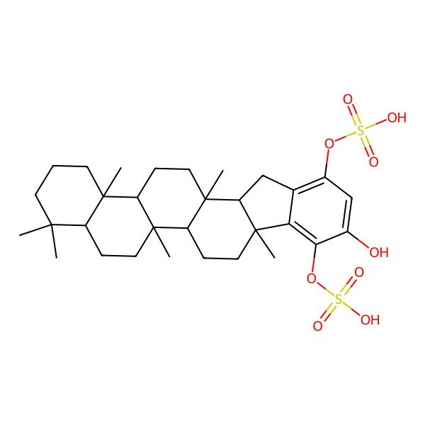 2D Structure of [(1R,2R,5S,10S,11R,14R,15S,23S)-20-hydroxy-2,6,6,10,14,23-hexamethyl-18-sulfooxy-21-hexacyclo[12.11.0.02,11.05,10.015,23.017,22]pentacosa-17,19,21-trienyl] hydrogen sulfate