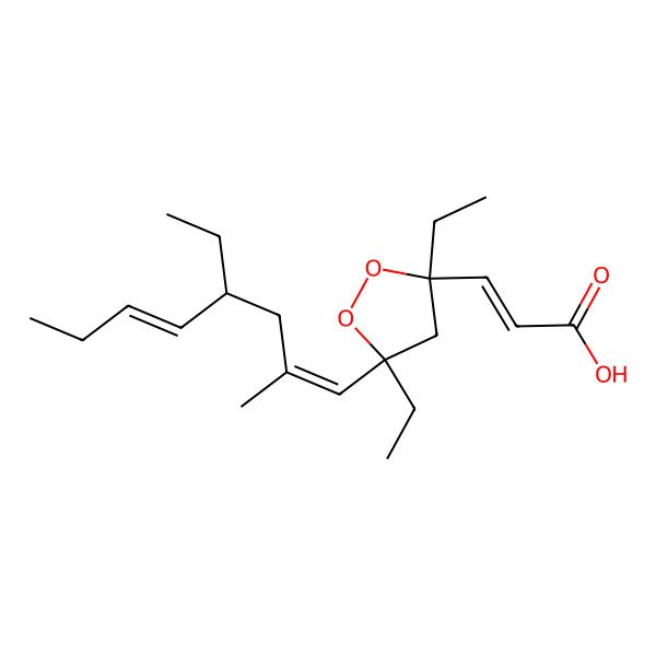 2D Structure of (E)-3-[(3S,5R)-3,5-diethyl-5-[(1E,4R,5E)-4-ethyl-2-methylocta-1,5-dienyl]dioxolan-3-yl]prop-2-enoic acid
