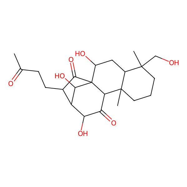2D Structure of (1R,2R,4S,5S,9R,10S,12R,13R,14R,16R)-2,12,16-trihydroxy-5-(hydroxymethyl)-5,9-dimethyl-14-(3-oxobutyl)tetracyclo[11.2.1.01,10.04,9]hexadecane-11,15-dione