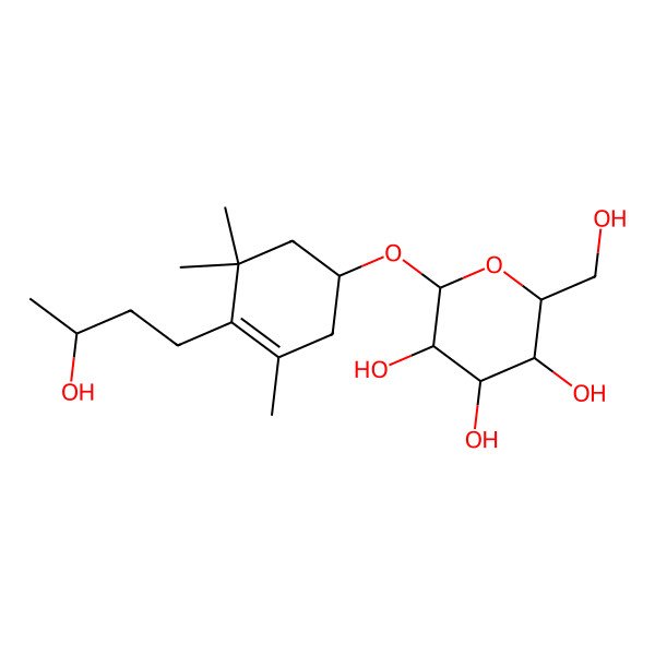 2D Structure of (2R,3R,4S,5S,6R)-2-[(1R)-4-(3-hydroxybutyl)-3,5,5-trimethylcyclohex-3-en-1-yl]oxy-6-(hydroxymethyl)oxane-3,4,5-triol