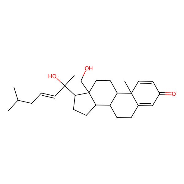 2D Structure of 13-(Hydroxymethyl)-17-(2-hydroxy-6-methylhept-3-en-2-yl)-10-methyl-6,7,8,9,11,12,14,15,16,17-decahydrocyclopenta[a]phenanthren-3-one