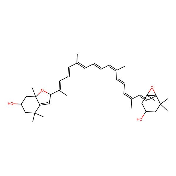 2D Structure of 2-[17-(4-Hydroxy-2,2,6-trimethyl-7-oxabicyclo[4.1.0]heptan-1-yl)-6,11,15-trimethylheptadeca-2,4,6,8,10,12,14,16-octaen-2-yl]-4,4,7a-trimethyl-2,5,6,7-tetrahydro-1-benzofuran-6-ol