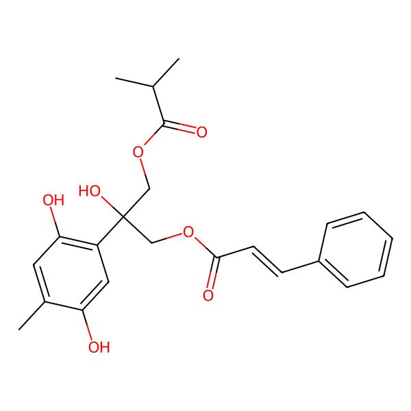 2D Structure of [(2S)-2-(2,5-dihydroxy-4-methylphenyl)-2-hydroxy-3-[(E)-3-phenylprop-2-enoyl]oxypropyl] 2-methylpropanoate