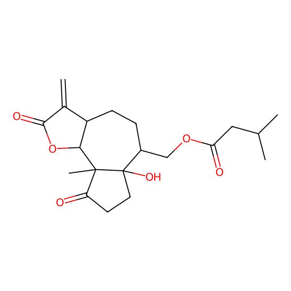 2D Structure of (6a-hydroxy-9a-methyl-3-methylidene-2,9-dioxo-4,5,6,7,8,9b-hexahydro-3aH-azuleno[4,5-b]furan-6-yl)methyl 3-methylbutanoate