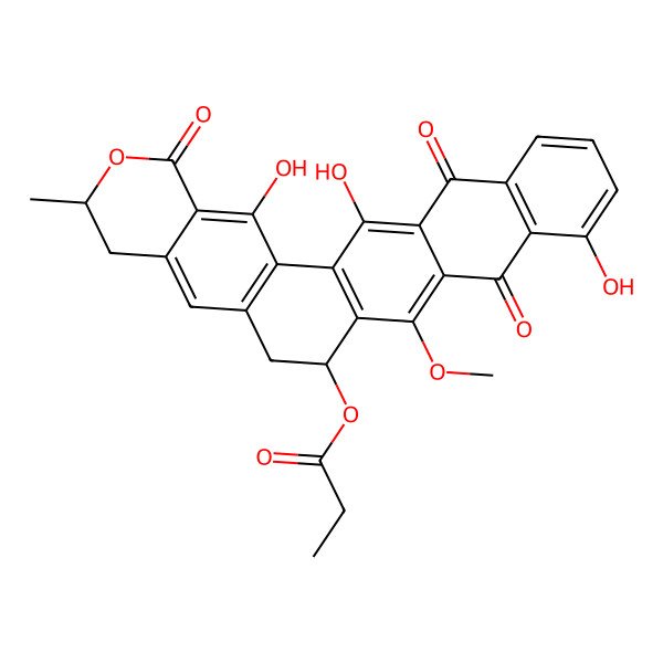 2D Structure of (3,19,26-Trihydroxy-15-methoxy-7-methyl-5,17,24-trioxo-6-oxahexacyclo[12.12.0.02,11.04,9.016,25.018,23]hexacosa-1(14),2(11),3,9,15,18(23),19,21,25-nonaen-13-yl) propanoate