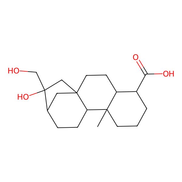 2D Structure of (1S,4R,5S,9R,10R,13R,14S)-14-hydroxy-14-(hydroxymethyl)-9-methyltetracyclo[11.2.1.01,10.04,9]hexadecane-5-carboxylic acid