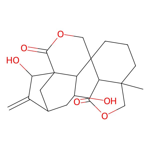 2D Structure of 7,11-dihydroxy-3'a-methyl-10-methylidenespiro[3-oxatricyclo[7.2.1.01,6]dodecane-5,7'-4,5,6,7a-tetrahydro-3H-2-benzofuran]-1',2-dione