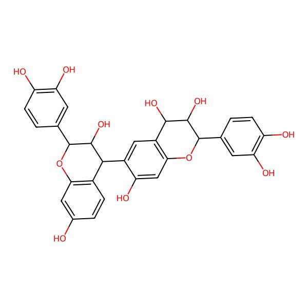2D Structure of 2-(3,4-dihydroxyphenyl)-6-[2-(3,4-dihydroxyphenyl)-3,7-dihydroxy-3,4-dihydro-2H-chromen-4-yl]-3,4-dihydro-2H-chromene-3,4,7-triol