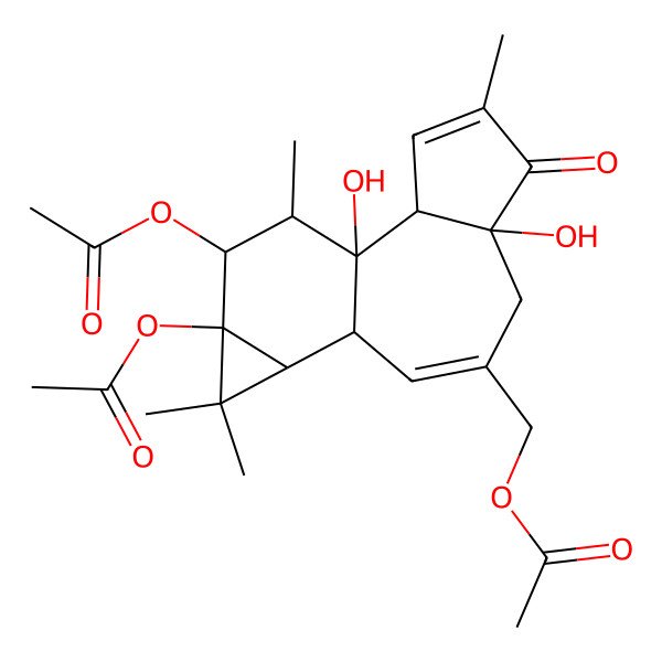 2D Structure of [(1R,2R,6R,10R,11S,13S,14R,15R)-13,14-diacetyloxy-1,6-dihydroxy-4,12,12,15-tetramethyl-5-oxo-8-tetracyclo[8.5.0.02,6.011,13]pentadeca-3,8-dienyl]methyl acetate