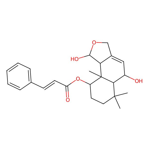 2D Structure of [(1R,5S,5aS,9R,9aS,9bS)-1,5-dihydroxy-6,6,9a-trimethyl-1,3,5,5a,7,8,9,9b-octahydrobenzo[e][2]benzofuran-9-yl] (E)-3-phenylprop-2-enoate